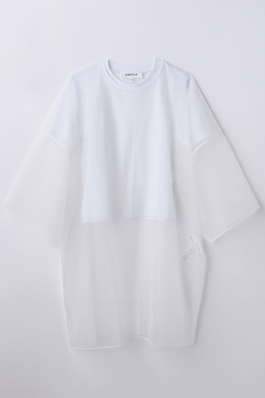ENFOLD(エンフォルド)｜SHEER LAYERED T-SHIRT/ホワイト の通販