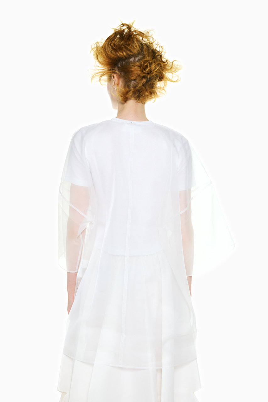 ENFOLD(エンフォルド)｜SHEER LAYERED T-SHIRT/ホワイト の通販
