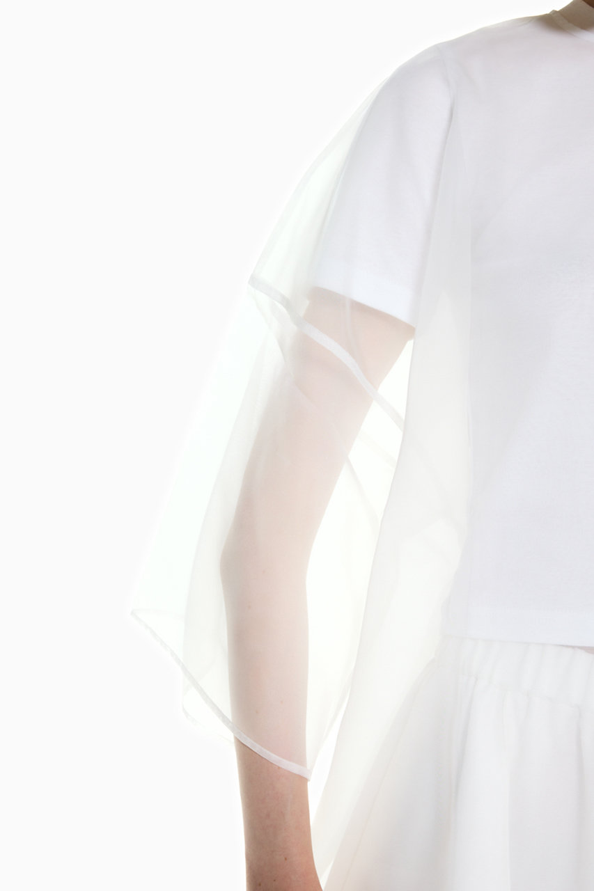 ENFOLD(エンフォルド)｜SHEER LAYERED T-SHIRT/ホワイト の通販