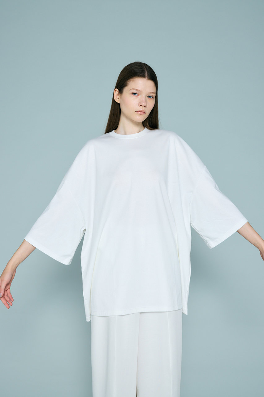 enfoldエンフォルドコラージュ BIG Tシャツ半袖白ホワイト38サイズ ENFOLD(エンフォルド)｜BIG SILHOUETTE T-SHIRT/ホワイト の通販