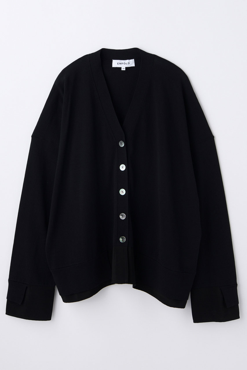 エンフォルド/ENFOLDの【5/1 12:00販売開始】FABRIC DOCKING CARDIGAN(ブラック/300JS270-2301)