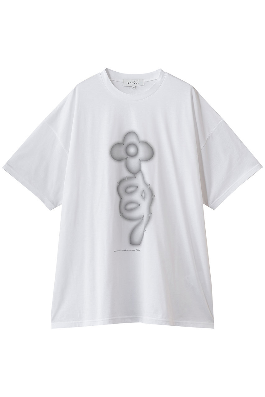 エンフォルド/ENFOLDのFLOWRE T-SHIRT(ホワイト/300JS180-3681)