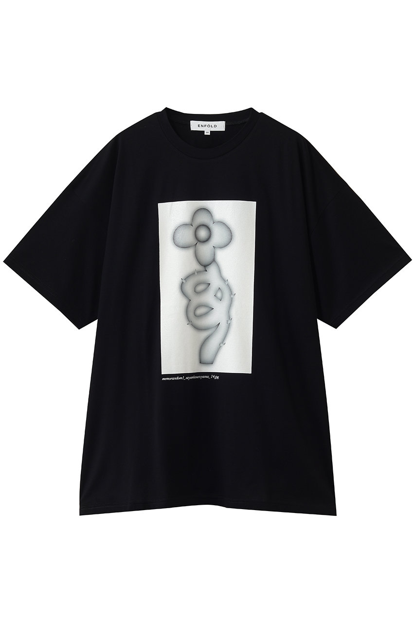 エンフォルド/ENFOLDのFLOWRE T-SHIRT(ブラック/300JS180-3681)