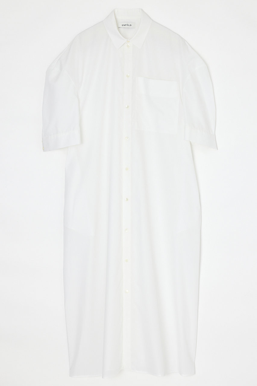 エンフォルド/ENFOLDのハイデンシティブロード Half Sleeve SHIRT DRESS/シャツドレス(ホワイト/300JA233-2871)