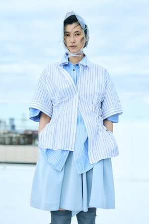 エンフォルド/ENFOLDのDouble Stripe Shirring SH/シャツ(110400/110402)