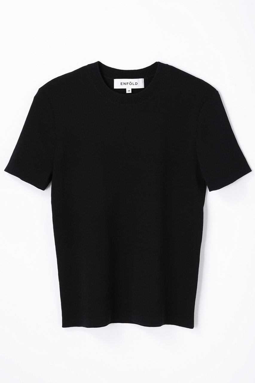 エンフォルド/ENFOLDのCOMPACT T-SHIRT /Tシャツ(ブラック/300JA270-0021)