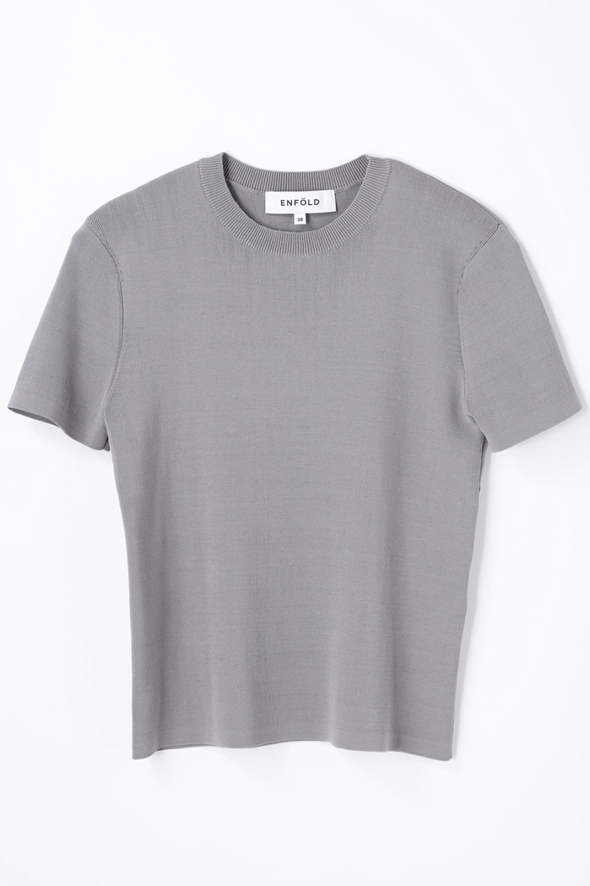 ENFOLD COMPACT T-SHIRT /Tシャツ (グレー, 38) エンフォルド ELLE SHOP