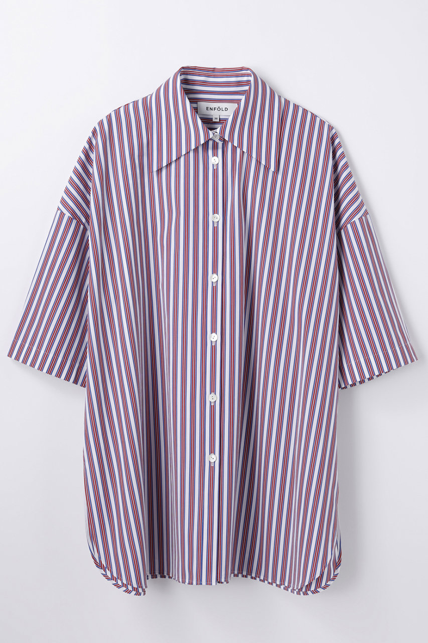 ENFOLD(エンフォルド)｜Stripe BOX SH/シャツ/レッド の通販｜ELLESHOP