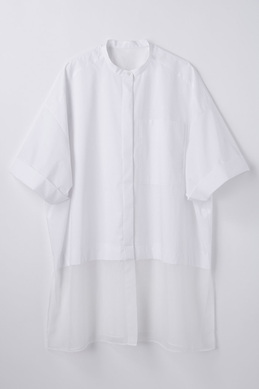 ENFOLD Light taffeta シアーボトムSH/シャツ (ホワイト, 38) エンフォルド ELLE SHOP