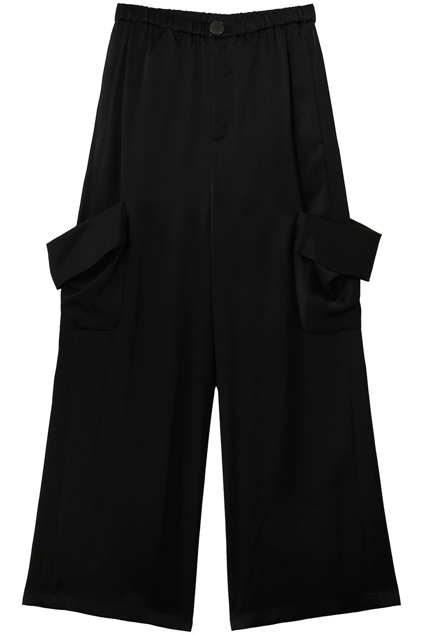 ENFOLD トリアセサテン ドレープpocket PT/パンツ (ブラック, 36) エンフォルド ELLE SHOP