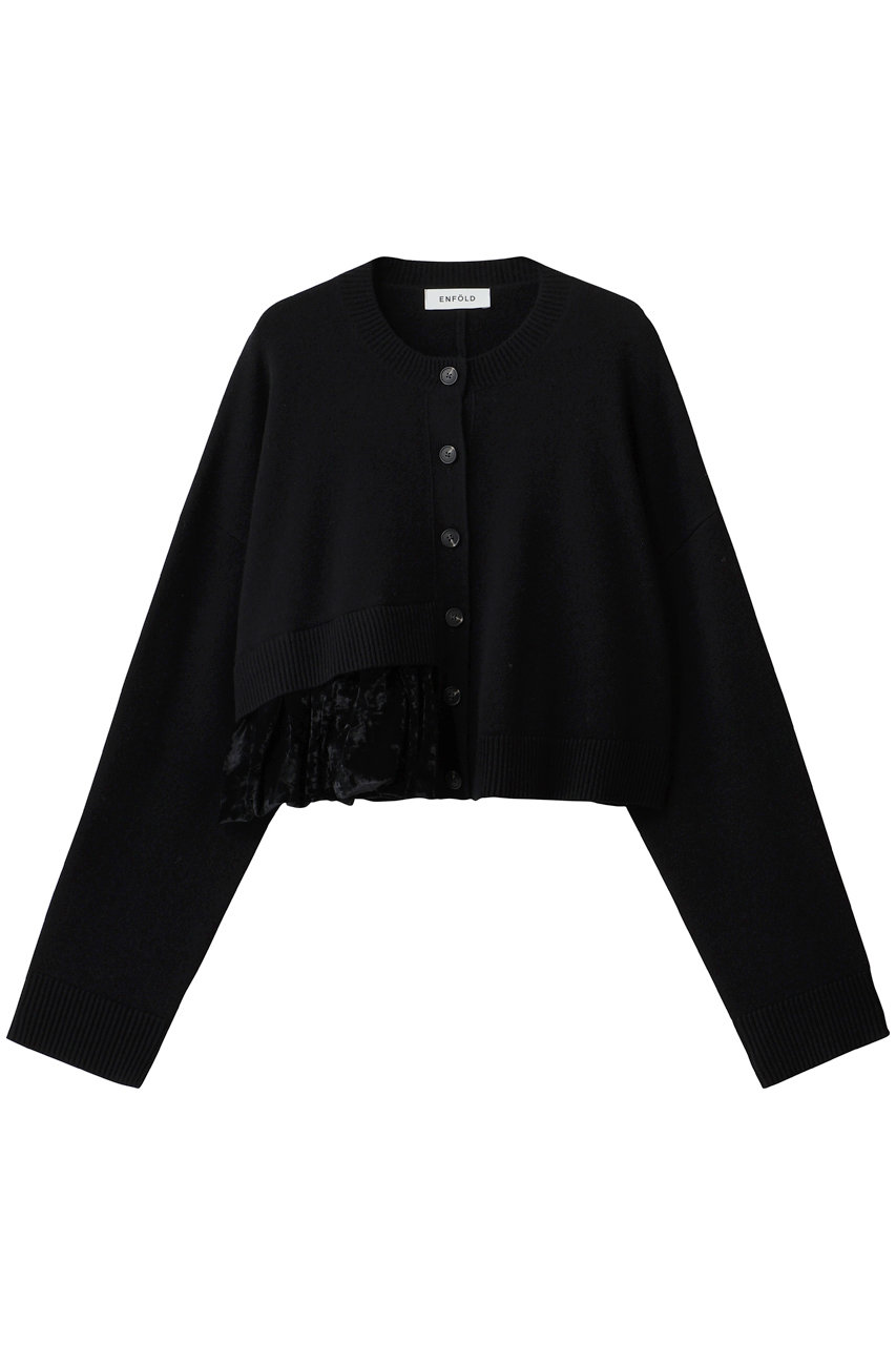 ENFOLD バルーンヘム C/D カーディガン (ブラック, 38) エンフォルド ELLE SHOP