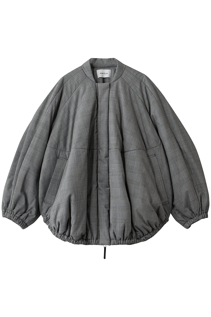 ENFOLD T/Wグレンチェック Ball Batting コート (柄BLK, 36) エンフォルド ELLE SHOP
