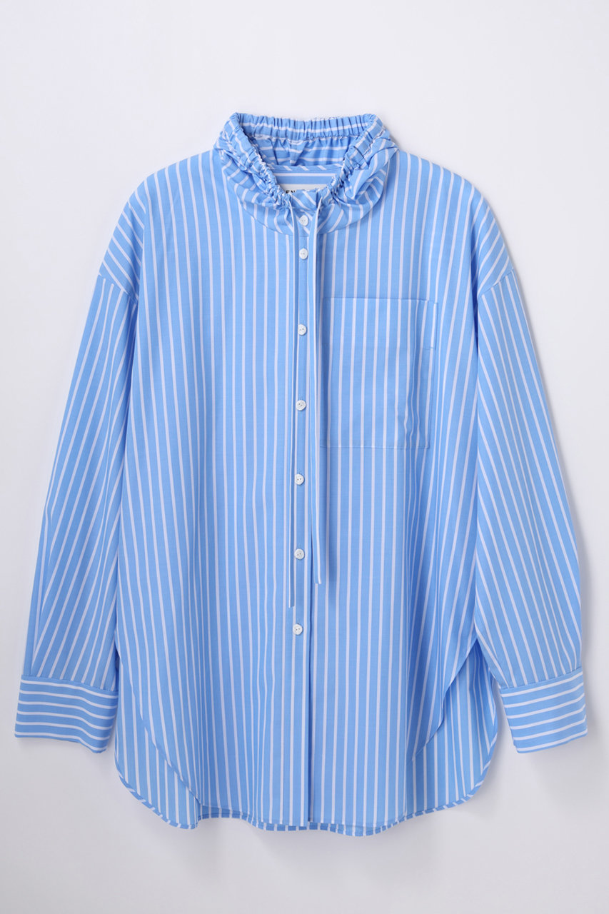 ENFOLD Stripe フード SH/シャツ (ライトブルー, 38) エンフォルド ELLE SHOP