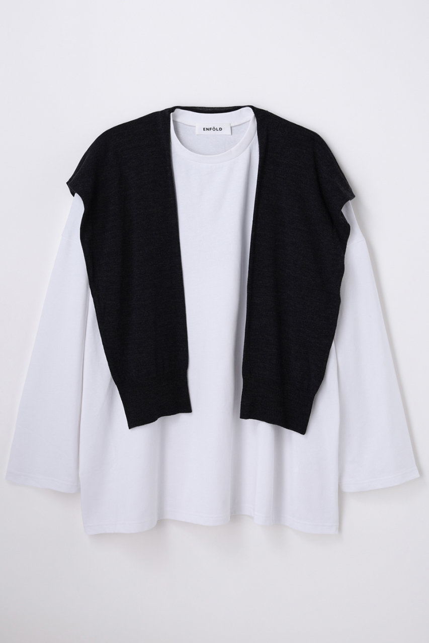 ENFOLD Smooth CO天竺 ニットケープロンT (ホワイト, 38) エンフォルド ELLE SHOP