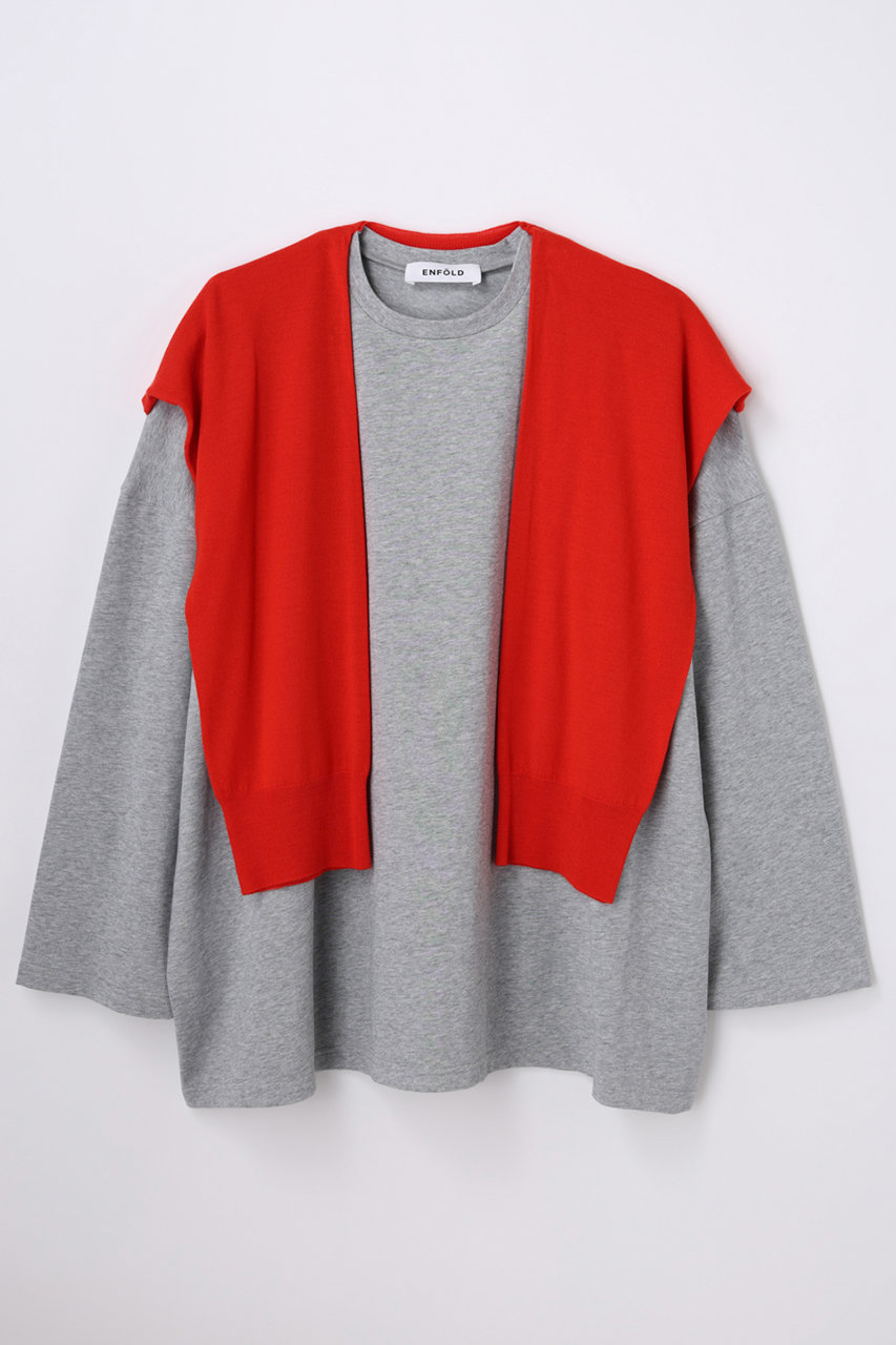 ENFOLD Smooth CO天竺 ニットケープロンT (トップグレー, 38) エンフォルド ELLE SHOP