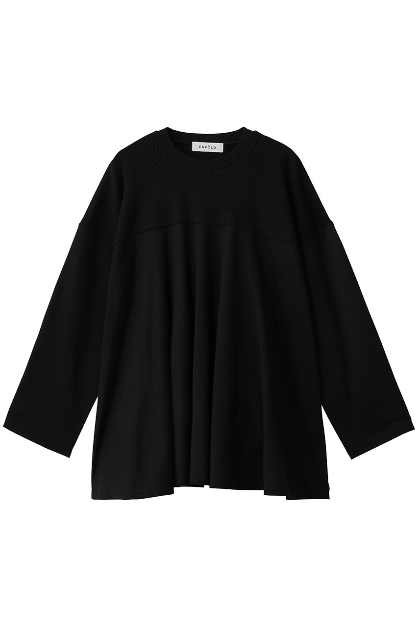 ENFOLD モダン天竺 Mix FabロンT (ブラック, 38) エンフォルド ELLE SHOP