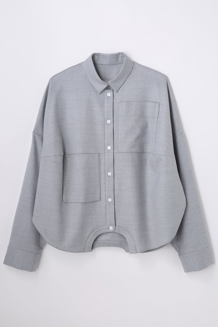 ENFOLD ストレッチサキソニー シンメトリークロップド SH/シャツ (トップグレー, 38) エンフォルド ELLE SHOP