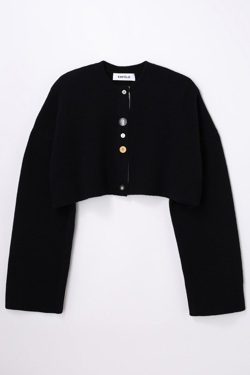 ENFOLD ボタン C/D カーディガン (ブラック, 38) エンフォルド ELLE SHOP