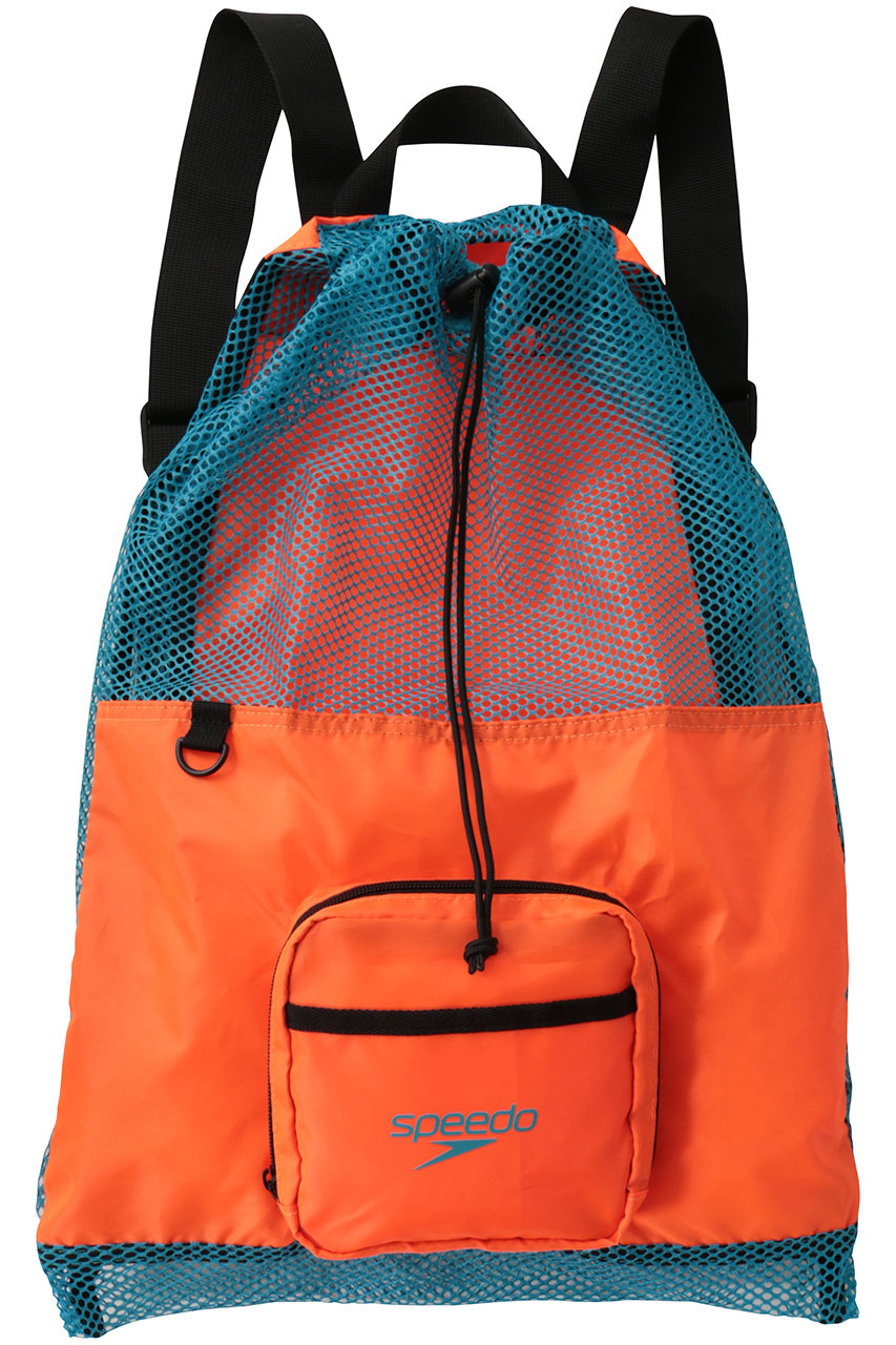 スピード/Speedoの【UNISEX】ポケッタブルメッシュバッグ(オレンジ×ターコイズ/SE22502)
