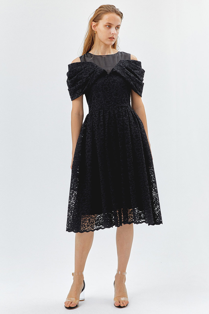 Lanvin En Bleu ランバン オン ブルー ボリュームスリーブレースワンピース ブラック の通販 Elleshop エル ショップ