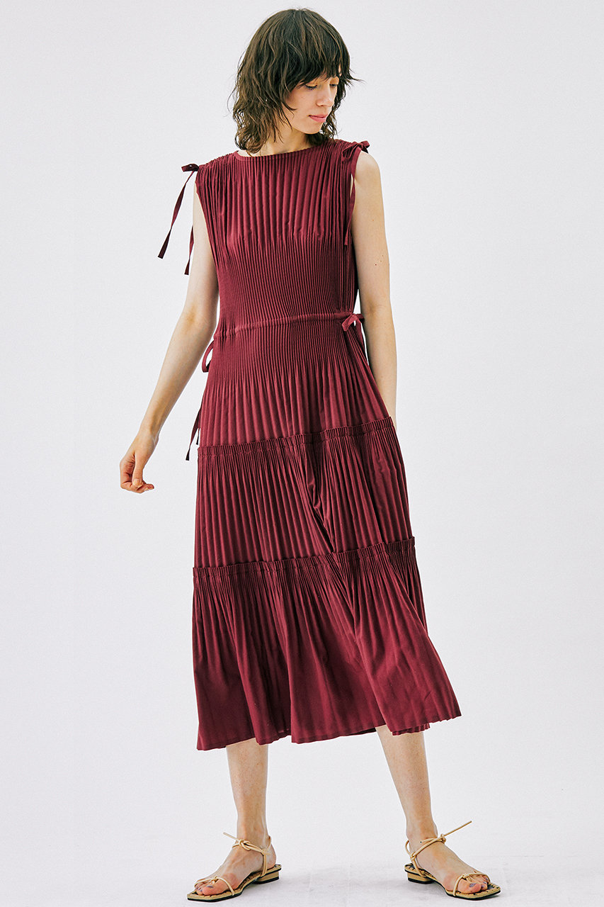 Lanvin En Bleu ランバン オン ブルー プリーツギャザーワンピース ブラウン の通販 Elleshop エル ショップ