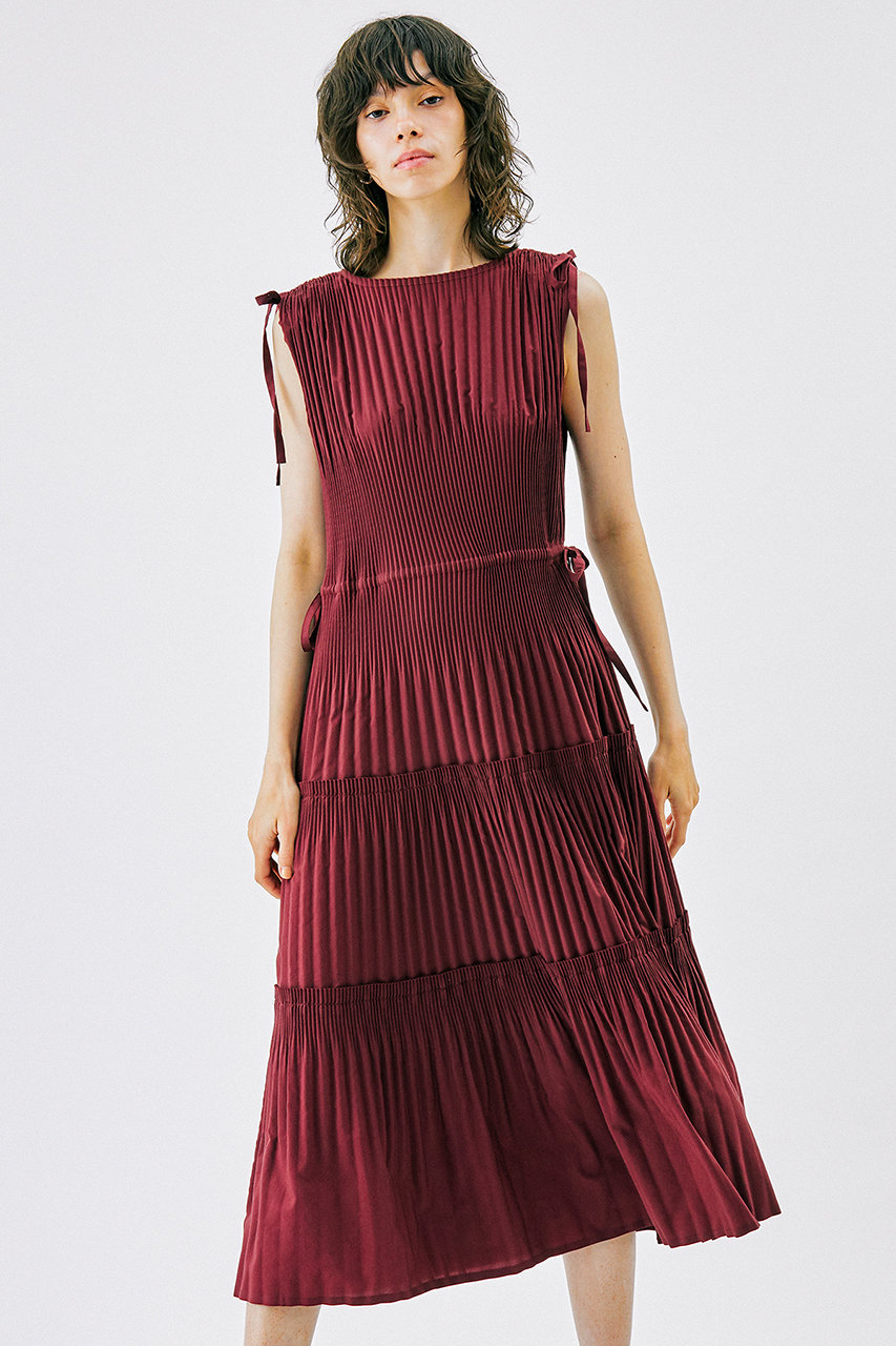 Lanvin En Bleu ランバン オン ブルー プリーツギャザーワンピース ブラウン の通販 Elleshop エル ショップ