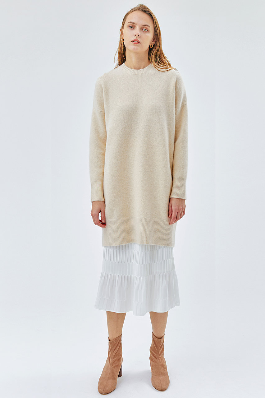 Lanvin En Bleu オープンショルダーニットワンピース ベージュ の通販 Elleshop エル ショップ