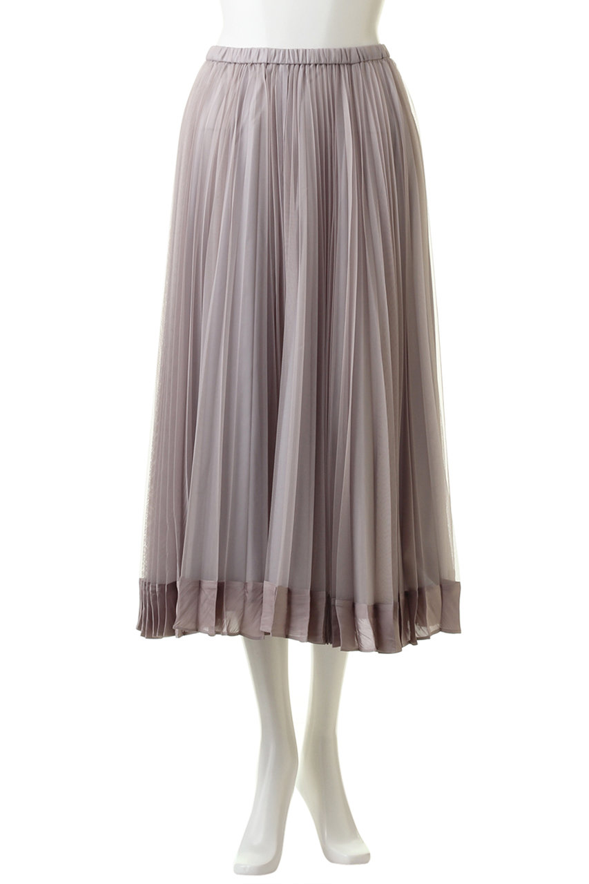 Lanvin En Bleu ランバン オン ブルー サテンヘムチュールプリーツスカート ベージュ の通販 Elleshop エル ショップ