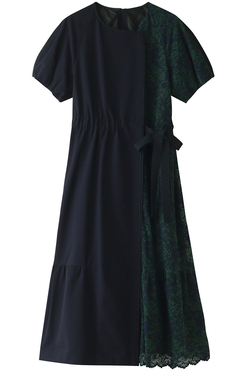 LANVIN en Bleu ランバン オン ブルー レース切り替えワンピース ネイビー