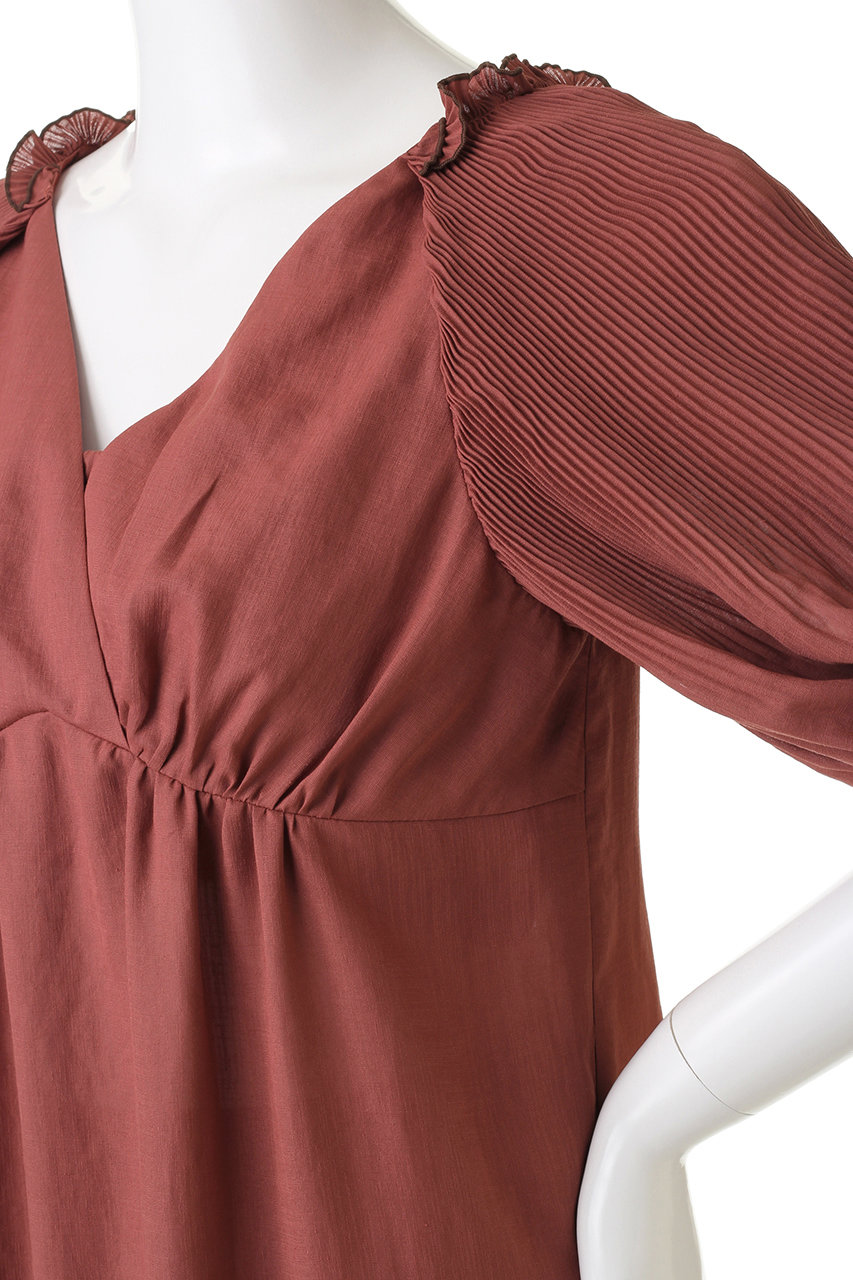 Lanvin En Bleu ランバン オン ブルー ボリュームスリーブカシュクールワンピース テラコッタ の通販 Elleshop エル ショップ