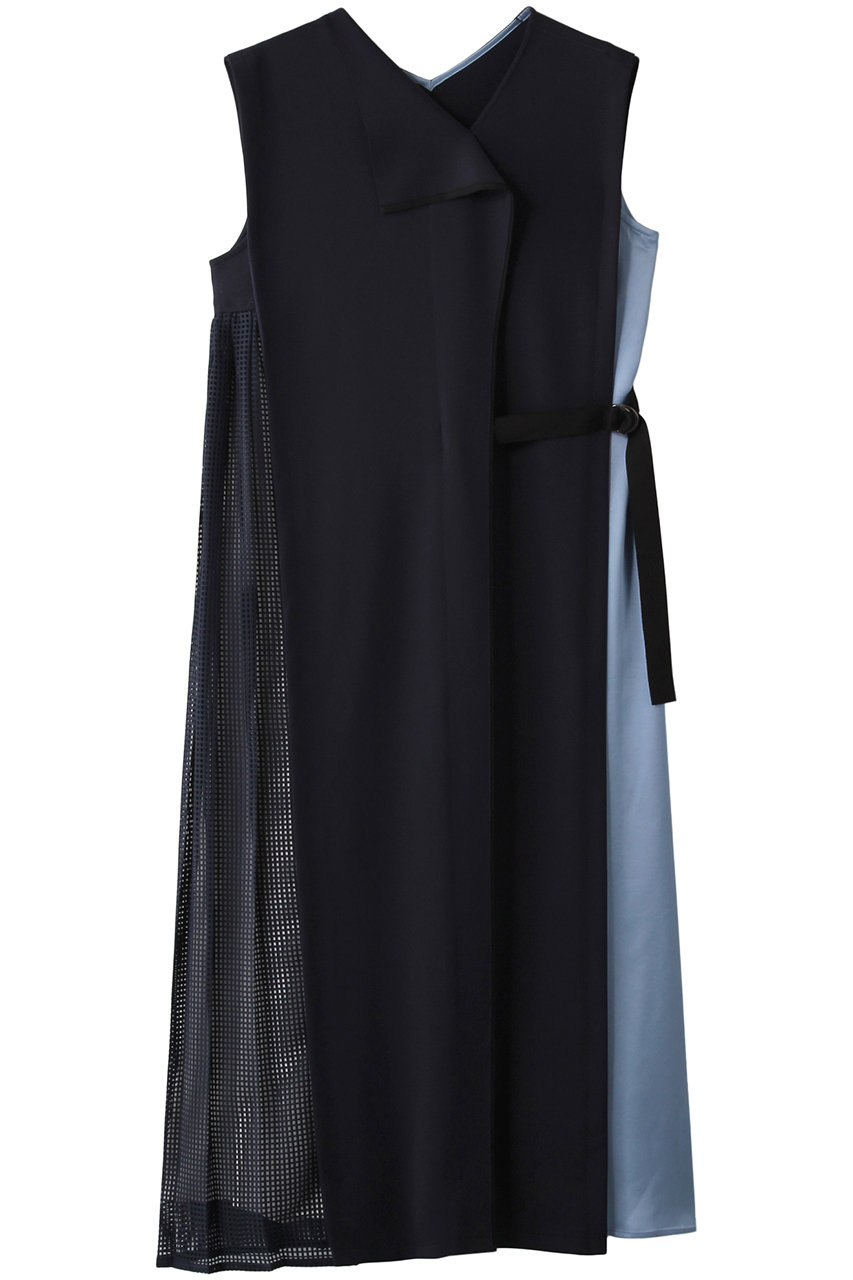 Lanvin En Bleu ランバン オン ブルー バイカラーミックスノースリーブワンピース ネイビー の通販 Elleshop エル ショップ