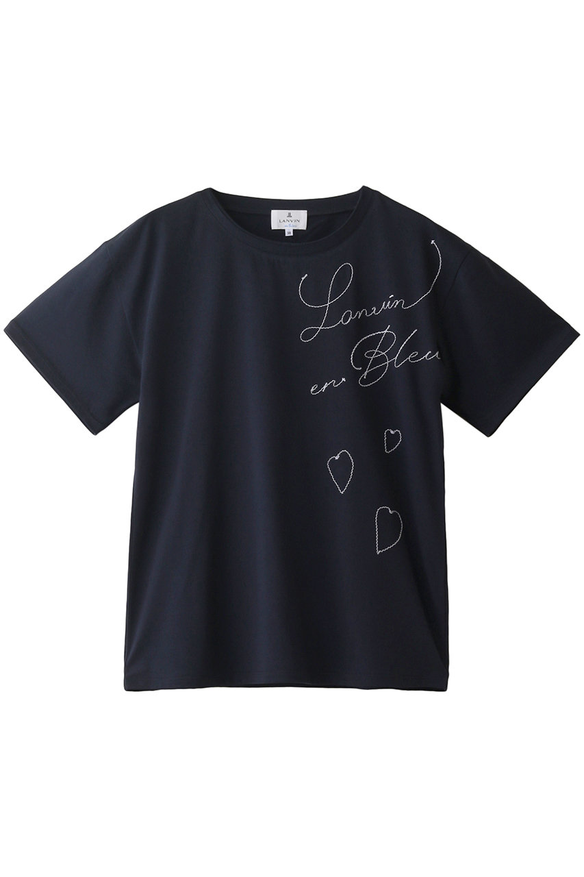 LANVIN en Bleu ランバン オン ブルー エンブロイダリーハートロゴTEE ネイビー