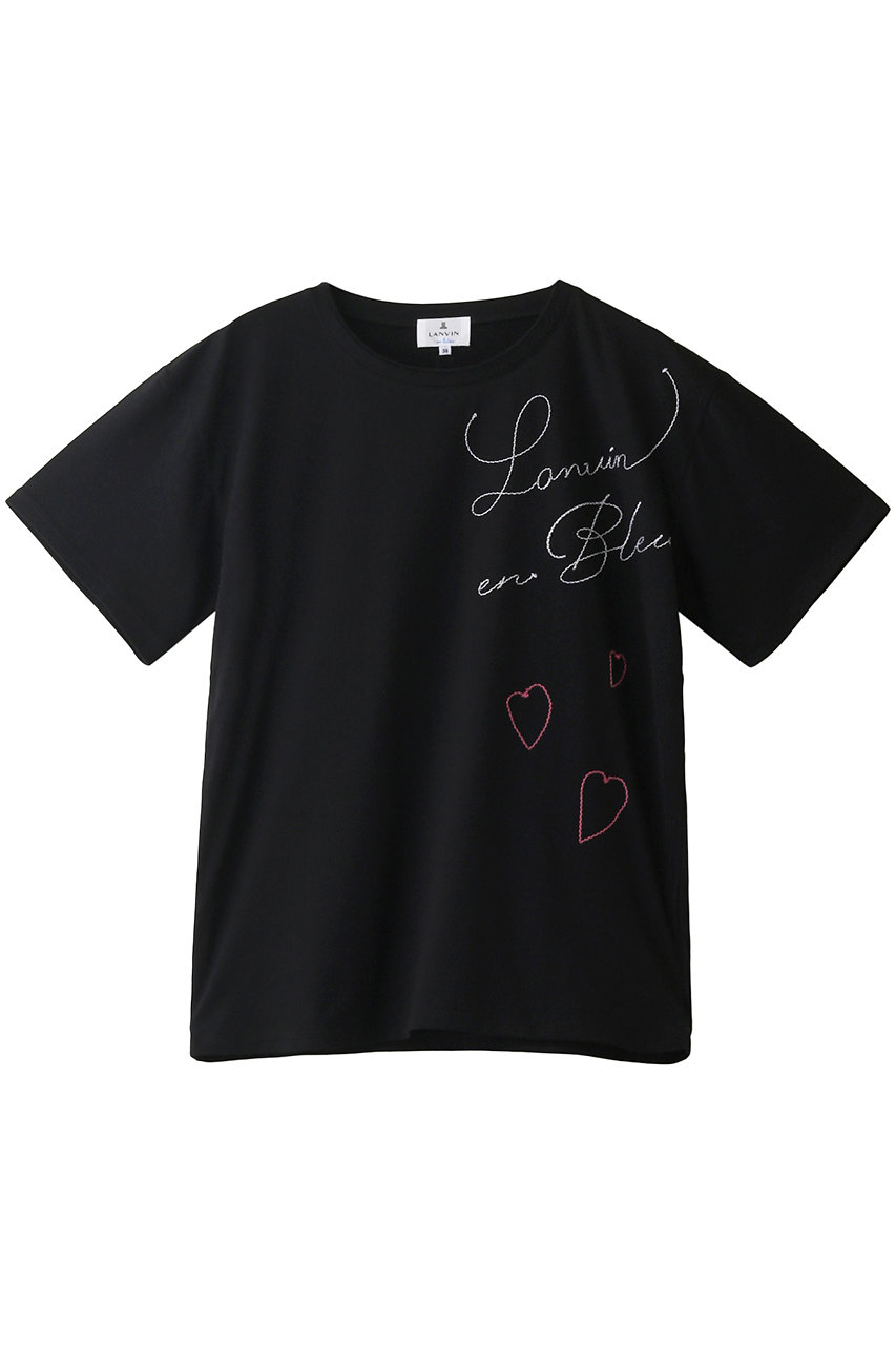 LANVIN en Bleu ランバン オン ブルー エンブロイダリーハートロゴTEE ブラック