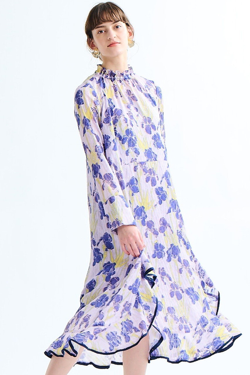 Lanvin En Bleu ランバン オン ブルー フラワープリントスリットワンピース パープルマルチ の通販 Elleshop エル ショップ