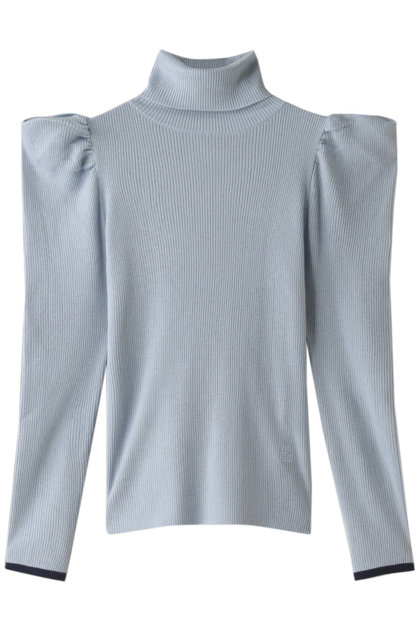 ギャザーショルダーリブタートルニット