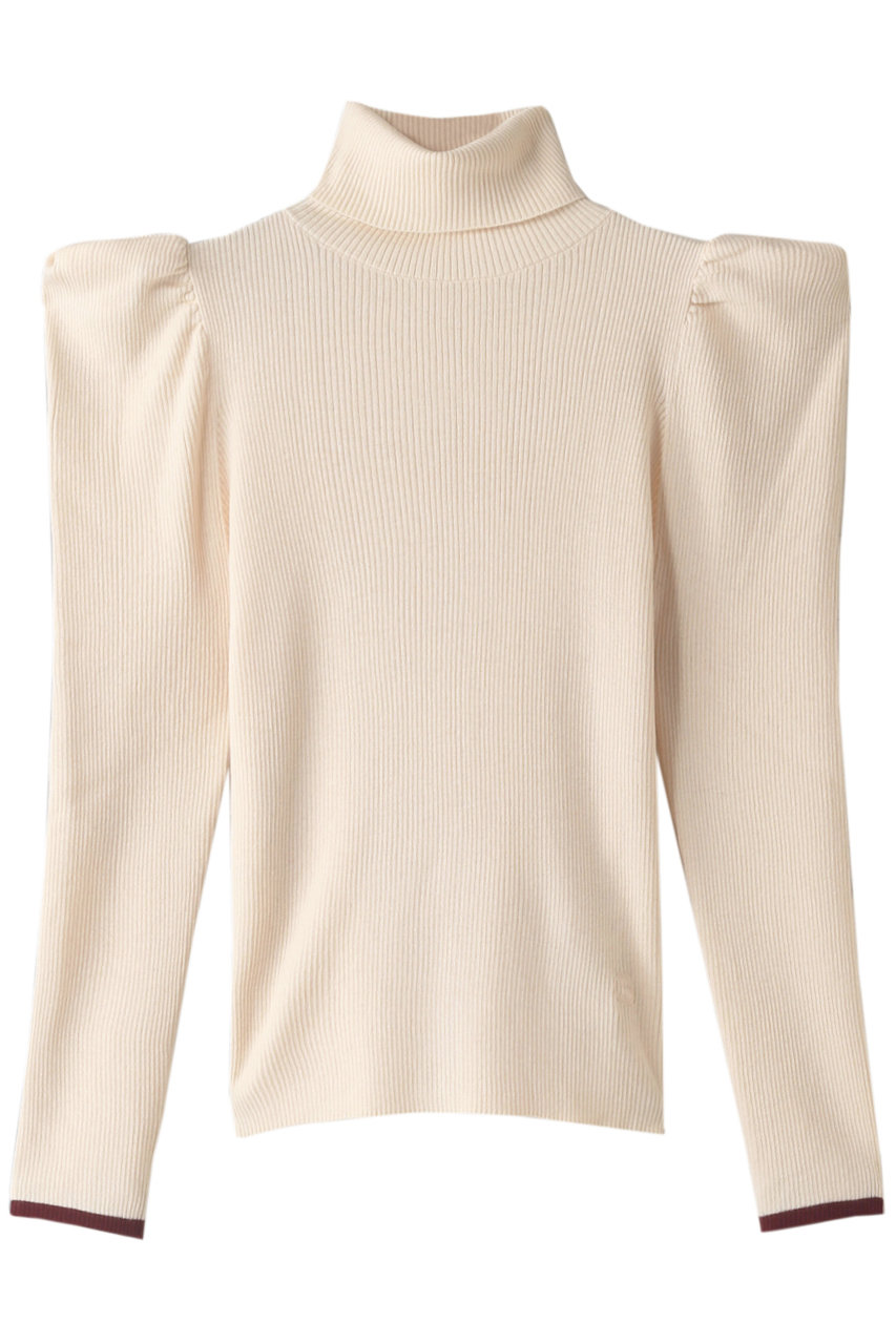 ギャザーショルダーリブタートルニット