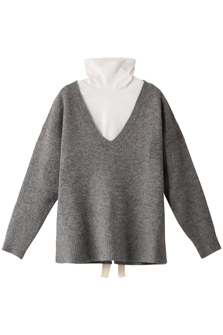 LANVIN en Bleu レイヤードバックオープンニット (グレー, 38) ランバン オン ブルー ELLE SHOP LANVIN en Bleu レイヤードバックオープンニット (グレー, 38) ランバン オン ブルー ELLE SHOP
