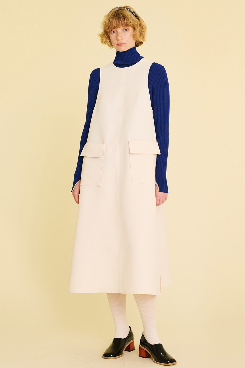Lanvin En Bleu ランバン オン ブルー トリプルクロスフレアジャンパースカートワンピース オフ の通販 Elleshop エル ショップ