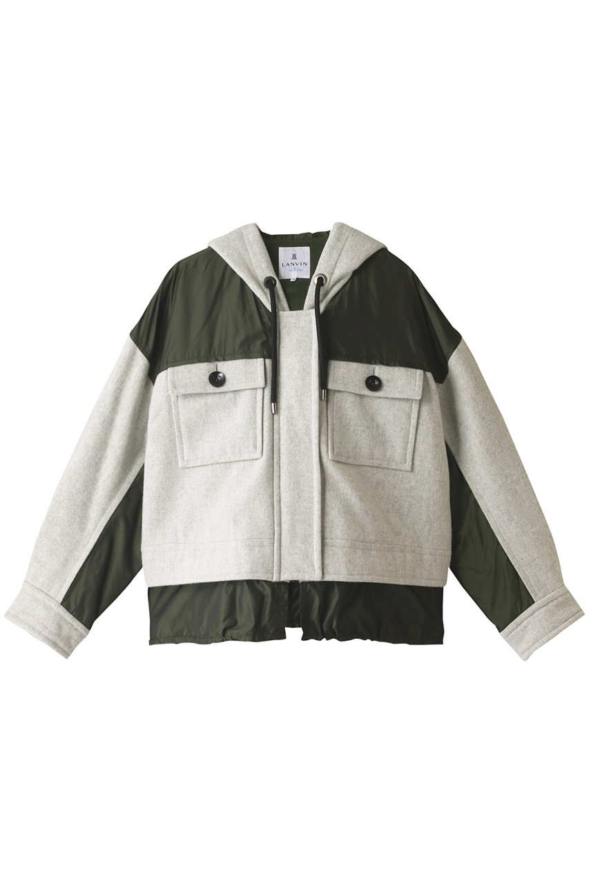 LANVIN en Bleu タフタコンビ中わたブルゾン (グレー, 38) ランバン オン ブルー ELLE SHOP LANVIN en Bleu タフタコンビ中わたブルゾン (グレー, 38) ランバン オン ブルー ELLE SHOP