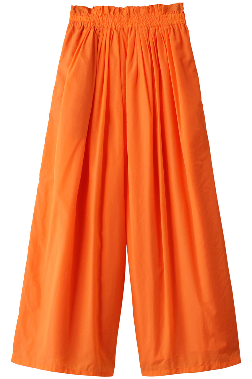 60%OFF！＜ELLE SHOP＞  LANVIN en Bleu 速乾ナイロンピンタッククロップドパンツ (オレンジ 38) ランバン オン ブルー