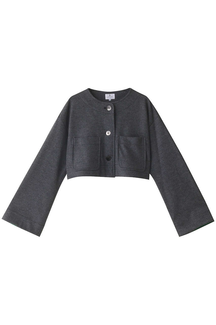 LANVIN en Bleu ウールスムースショートジャケット (グレー, 38) ランバン オン ブルー ELLE SHOP LANVIN en Bleu ウールスムースショートジャケット (グレー, 38) ランバン オン ブルー ELLE SHOP