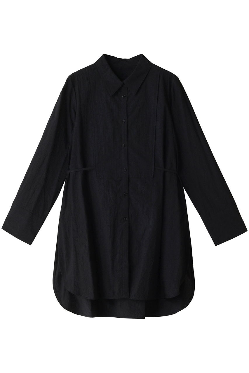 LANVIN en Bleu リンクルコットンロングシャツ (ブラック, 38) ランバン オン ブルー ELLE SHOP LANVIN en Bleu リンクルコットンロングシャツ (ブラック, 38) ランバン オン ブルー ELLE SHOP