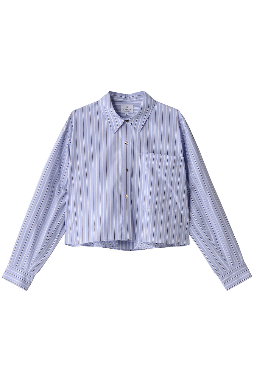 LANVIN en Bleu クロップドフレアシャツ (ブルー, 38) ランバン オン ブルー ELLE SHOP LANVIN en Bleu クロップドフレアシャツ (ブルー, 38) ランバン オン ブルー ELLE SHOP