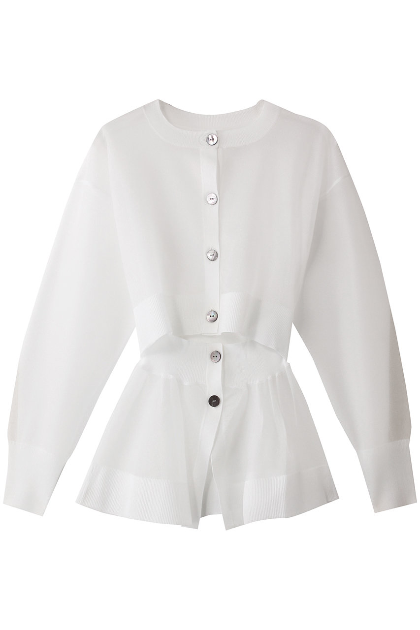 LANVIN en Bleu シアーレイヤードカーディガン (オフホワイト, 38) ランバン オン ブルー ELLE SHOP LANVIN en Bleu シアーレイヤードカーディガン (オフホワイト, 38) ランバン オン ブルー ELLE SHOP