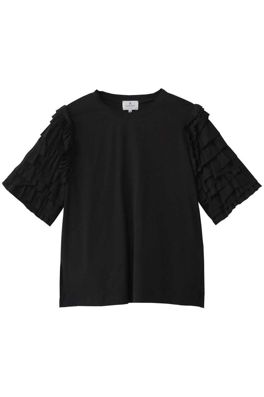 LANVIN en Bleu フリルスリーブカットソー (ブラック, 38) ランバン オン ブルー ELLE SHOP LANVIN en Bleu フリルスリーブカットソー (ブラック, 38) ランバン オン ブルー ELLE SHOP