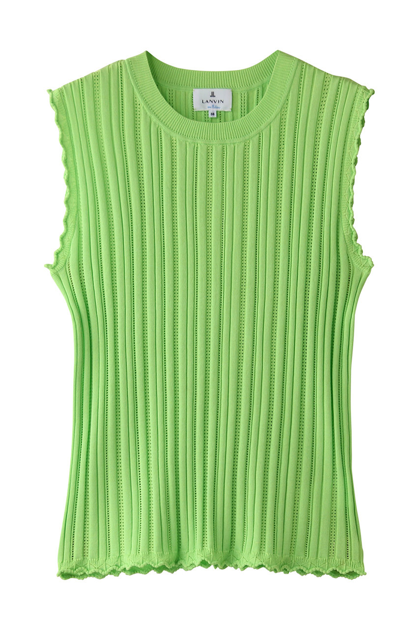LANVIN en Bleu アイレットリブノースリーブニット (グリーン, 38) ランバン オン ブルー ELLE SHOP LANVIN en Bleu アイレットリブノースリーブニット (グリーン, 38) ランバン オン ブルー ELLE SHOP