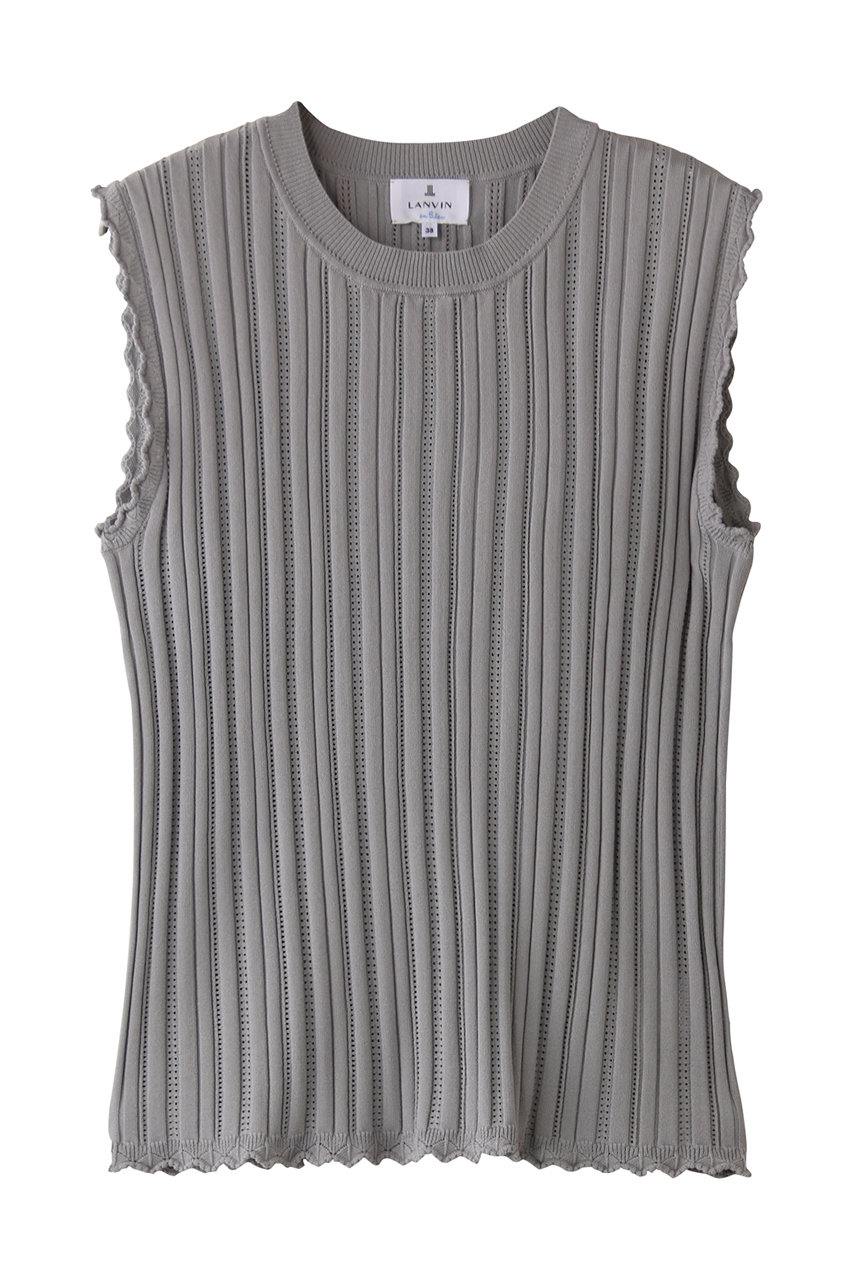 LANVIN en Bleu アイレットリブノースリーブニット (グレー, 38) ランバン オン ブルー ELLE SHOP LANVIN en Bleu アイレットリブノースリーブニット (グレー, 38) ランバン オン ブルー ELLE SHOP