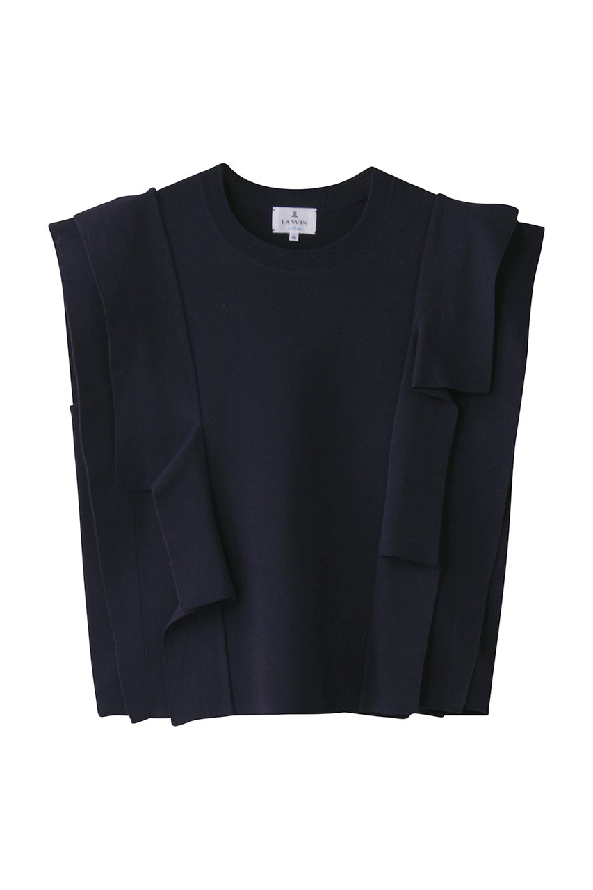 LANVIN en Bleu スクエアフリルニット (ネイビー, 38) ランバン オン ブルー ELLE SHOP LANVIN en Bleu スクエアフリルニット (ネイビー, 38) ランバン オン ブルー ELLE SHOP