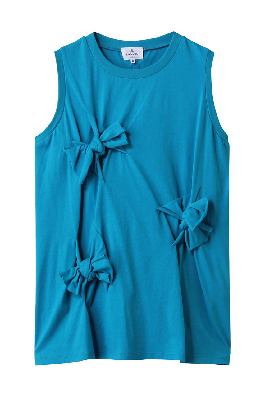 LANVIN en Bleu ノットリボンノースリーブカットソー (ブルー, 38) ランバン オン ブルー ELLE SHOP LANVIN en Bleu ノットリボンノースリーブカットソー (ブルー, 38) ランバン オン ブルー ELLE SHOP