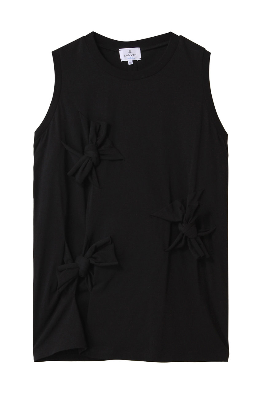 LANVIN en Bleu ノットリボンノースリーブカットソー (ブラック, 38) ランバン オン ブルー ELLE SHOP LANVIN en Bleu ノットリボンノースリーブカットソー (ブラック, 38) ランバン オン ブルー ELLE SHOP